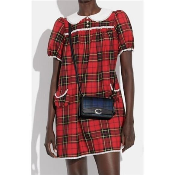 Coach Bandit Plaid-Print Leather Crossbody Bag - Picture 4 of 14